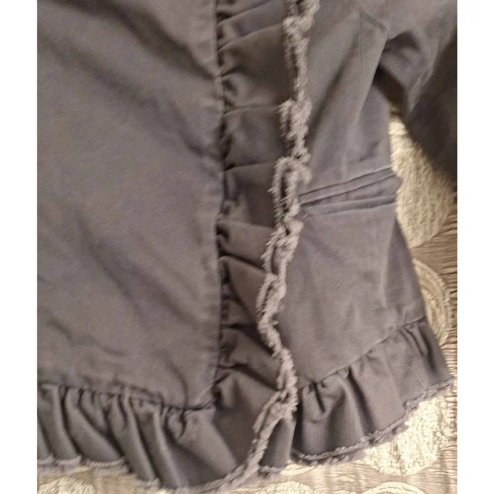 Adorable J.Crew Girl's 100% Cotton Lightweight Ruffle Grey Jacket Size 4/5